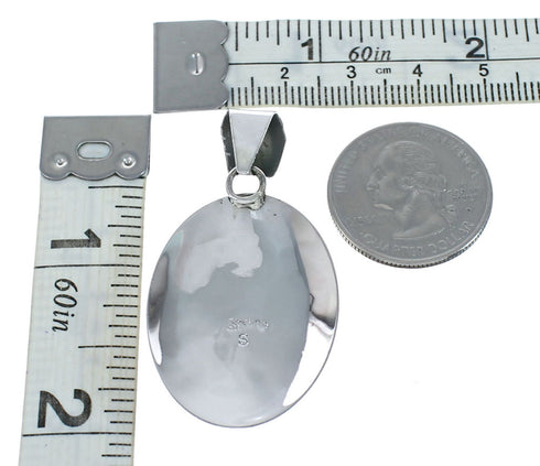 Native American Navajo Lapis Sterling Silver Oval Pendant NN20536